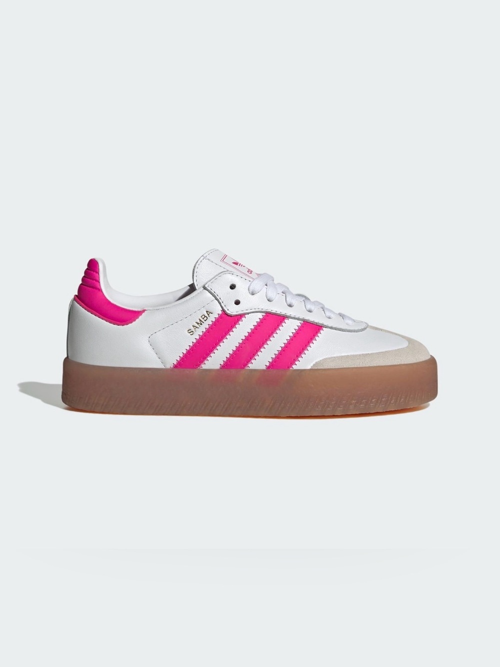 NWT adidas Originals Sambae J Platform Sneakers | White & Shock Pink | JP9532